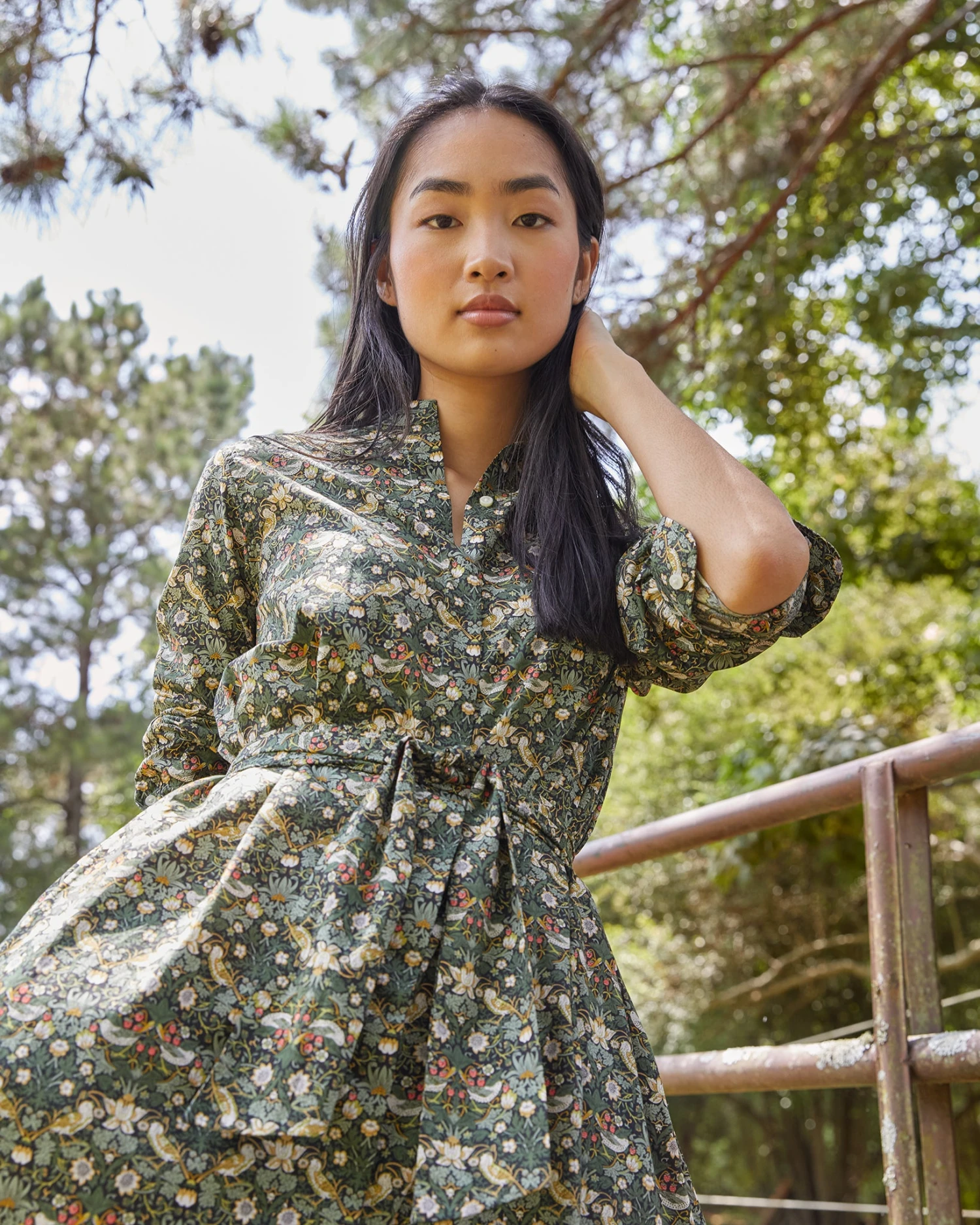 Long-Sleeved Gianna Dress In Hunter Multi Strawberry Thief Liberty Fabric 12 Long-Sleeved Gianna Dress In Hunter Multi Strawberry Thief Liberty Fabric - Image 11