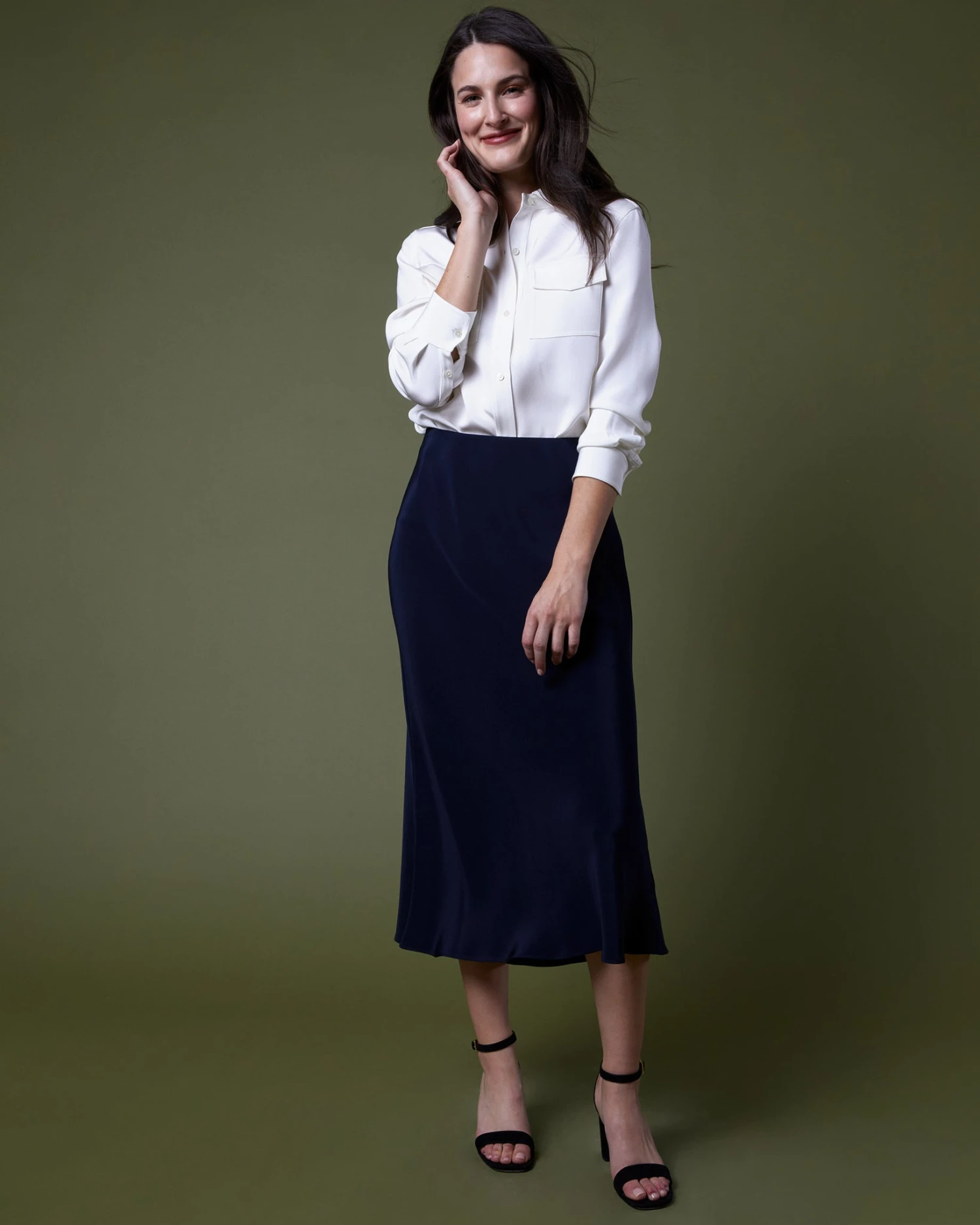 Mare Slip Skirt In Navy Silk Crepe De Chine 10 Mare Slip Skirt In Navy Silk Crepe De Chine - Image 8