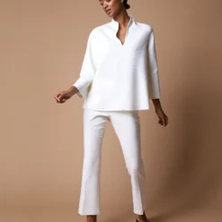 Camilla Top In Ivory Double-Weave Wool -Modezzia Sales M F23 CATALOG S71387 S71388 44 D1 PDP