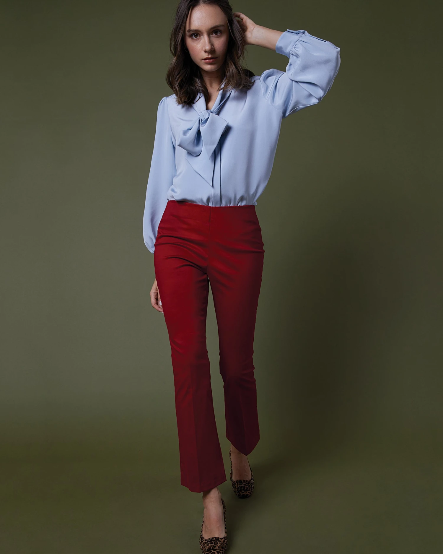 Helene Tie-Neck Blouse In Pale Blue Silk Crepe De Chine 9 Helene Tie-Neck Blouse In Pale Blue Silk Crepe De Chine - Image 7