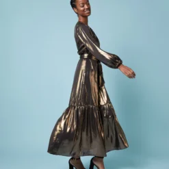 Aba Maxi Dress In Gold Lamé -Modezzia Sales M HOLIDAY 23 CATALOG PDP 43