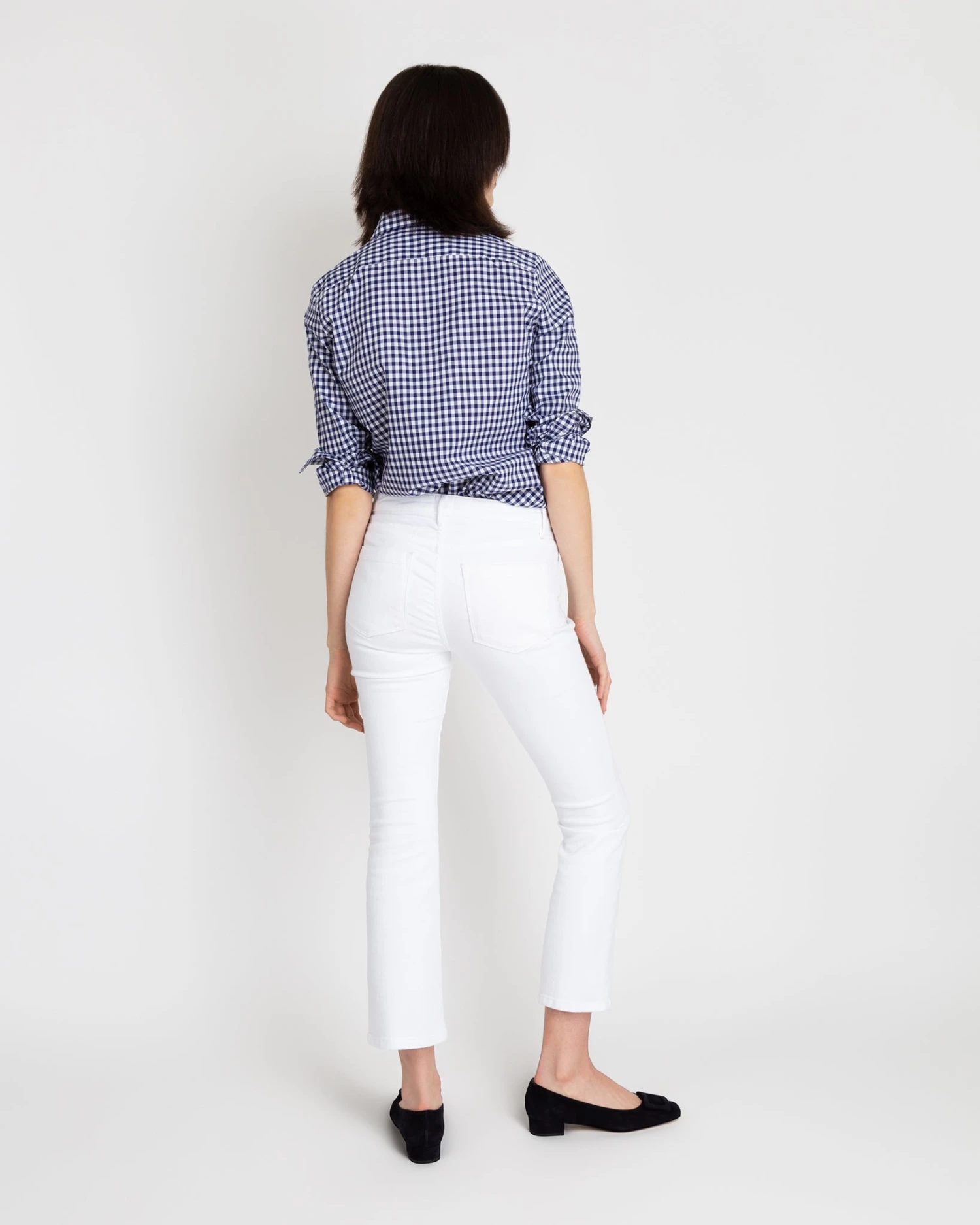 Tomboy Popover Shirt In Navy Gingham Poplin 7 Tomboy Popover Shirt In Navy Gingham Poplin - Image 5