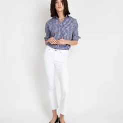 Tomboy Popover Shirt In Navy Gingham Poplin 11 Tomboy Popover Shirt In Navy Gingham Poplin -Modezzia Sales S12854 5