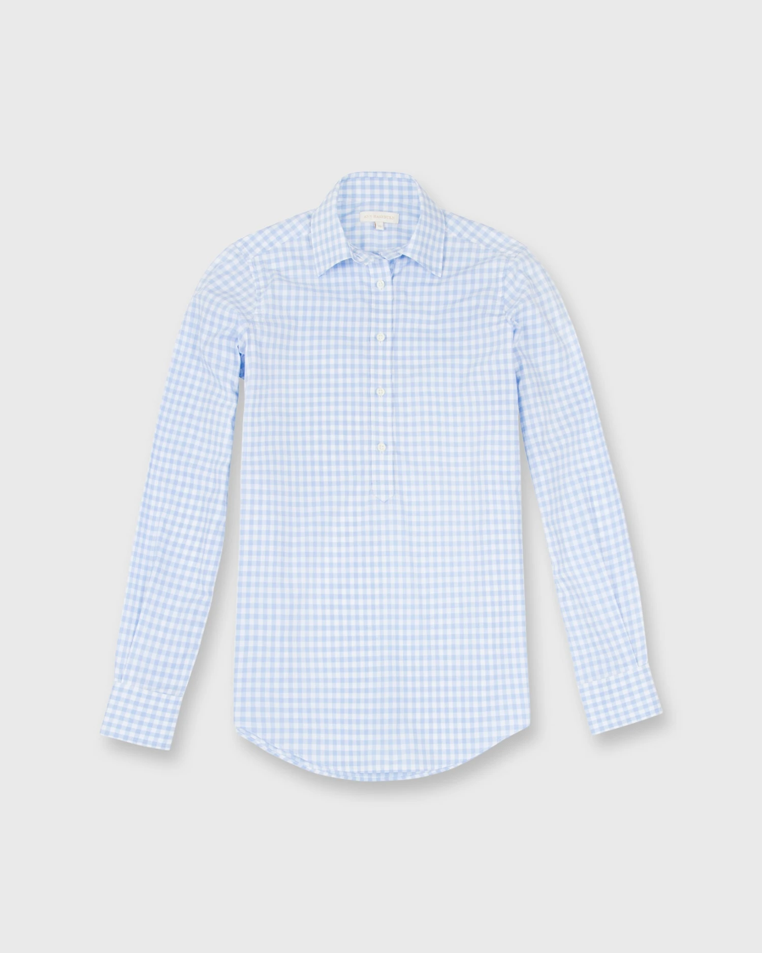 Tomboy Popover Shirt In Sky Blue Gingham Poplin 3 Tomboy Popover Shirt In Sky Blue Gingham Poplin
