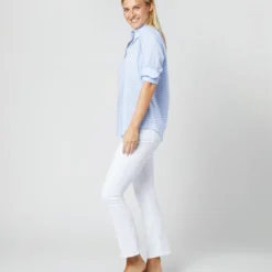 Tomboy Popover Shirt In Sky Blue Gingham Poplin 13 Tomboy Popover Shirt In Sky Blue Gingham Poplin -Modezzia Sales S12855 589