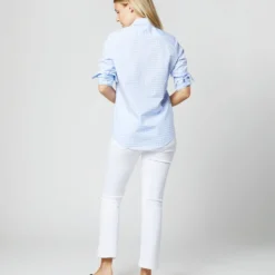 Tomboy Popover Shirt In Sky Blue Gingham Poplin 14 Tomboy Popover Shirt In Sky Blue Gingham Poplin -Modezzia Sales S12855 593