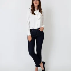 Tie-Neck Blouse In Ivory Silk Crepe De Chine -Modezzia Sales S17148 6