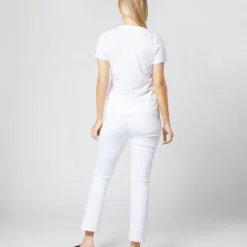 Short-Sleeved Deep-V Tee In White Pima Cotton 13 Short-Sleeved Deep-V Tee In White Pima Cotton -Modezzia Sales S31940 017