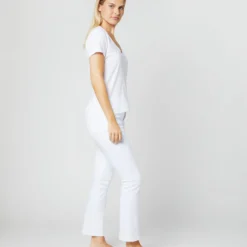 Short-Sleeved Deep-V Tee In White Pima Cotton 14 Short-Sleeved Deep-V Tee In White Pima Cotton -Modezzia Sales S31940 022