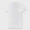 Short-Sleeved Deep-V Tee In White Pima Cotton -Modezzia Sales S31940 1