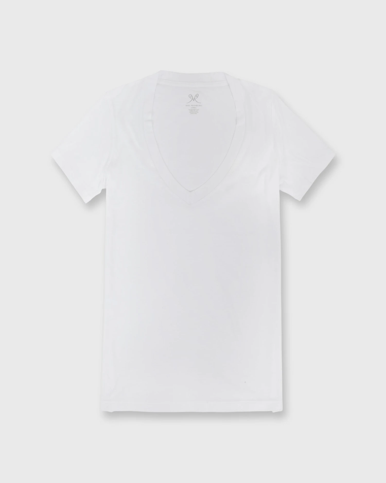Short-Sleeved Deep-V Tee In White Pima Cotton 3 Short-Sleeved Deep-V Tee In White Pima Cotton