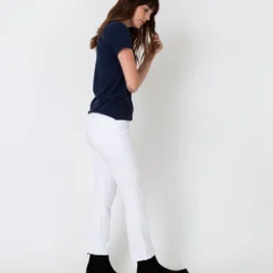 Short-Sleeved Deep-V Tee In Navy Pima Cotton 11 Short-Sleeved Deep-V Tee In Navy Pima Cotton -Modezzia Sales S31941 4