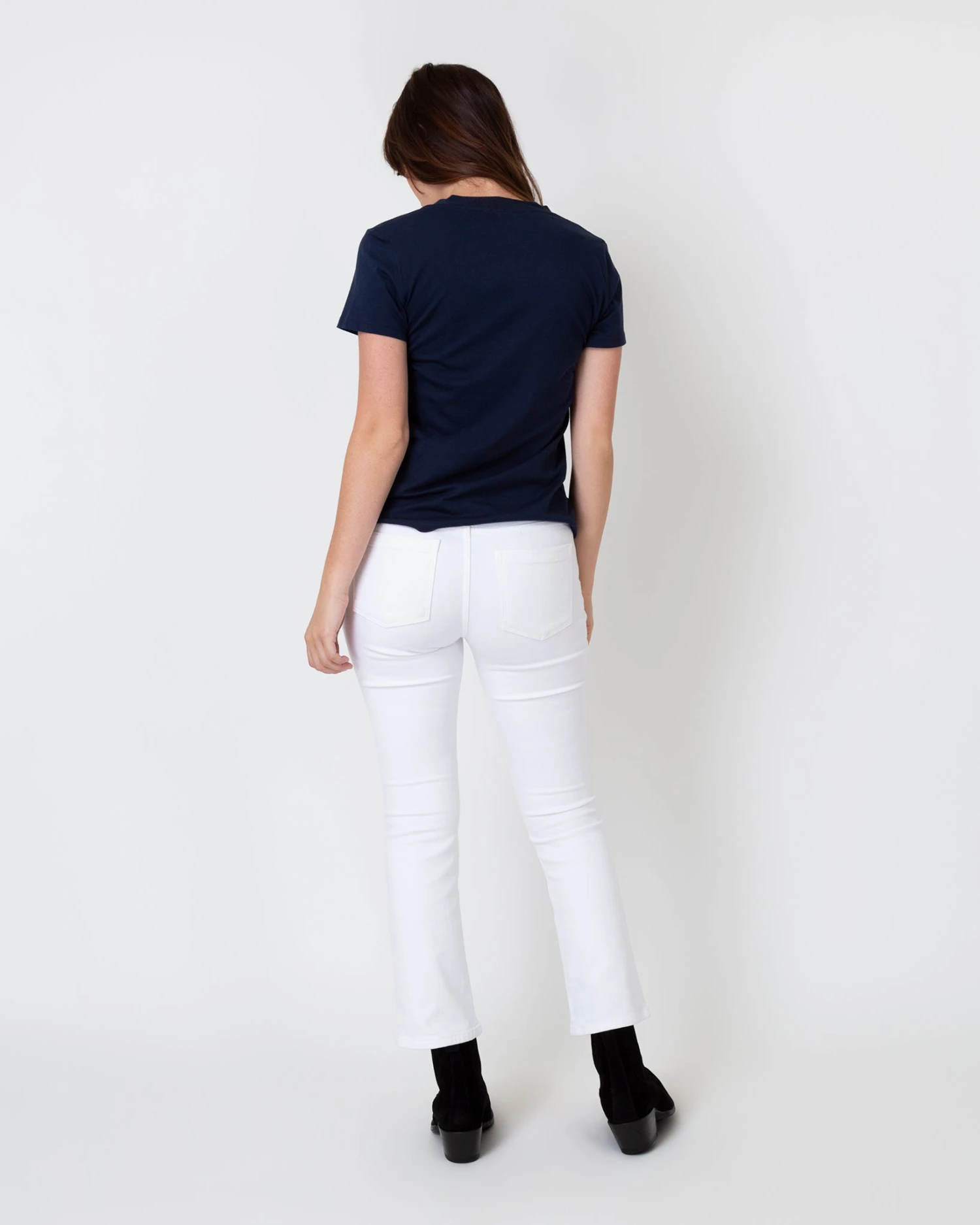 Short-Sleeved Deep-V Tee In Navy Pima Cotton 7 Short-Sleeved Deep-V Tee In Navy Pima Cotton - Image 5