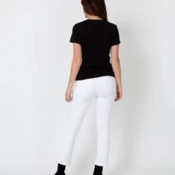 Short-Sleeved Deep-V Tee In Black Pima Cotton -Modezzia Sales S31942 5