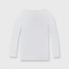 Long-Sleeved Boatneck Tee In White Pima Cotton 1 Long-Sleeved Boatneck Tee In White Pima Cotton -Modezzia Sales S31946 1