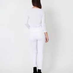 Long-Sleeved Boatneck Tee In White Pima Cotton -Modezzia Sales S31946 5