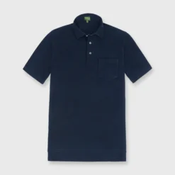 Short-Sleeved Polo In Navy Pima Pique