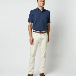 Short-Sleeved Polo In Navy Pima Pique -Modezzia Sales S33503 187