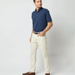 Short-Sleeved Polo In Navy Pima Pique -Modezzia Sales S33503 205