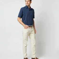 Short-Sleeved Polo In Navy Pima Pique -Modezzia Sales S33503 214