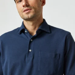 Short-Sleeved Polo In Navy Pima Pique -Modezzia Sales S33503 257