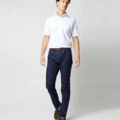 Short-Sleeved Polo In White Pima Pique -Modezzia Sales S33504 1144