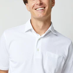 Short-Sleeved Polo In White Pima Pique -Modezzia Sales S33504 1211