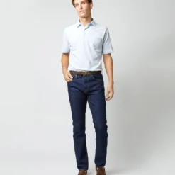 Short-Sleeved Polo In Pale Blue Pima Pique -Modezzia Sales S33505 267