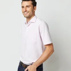 Short-Sleeved Polo In Pale Pink Pima Pique -Modezzia Sales S33507 1350
