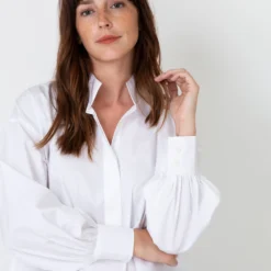 Anaya Popover Shirt In White Poplin -Modezzia Sales S36446 7