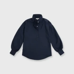 Anaya Popover Shirt In Navy Poplin