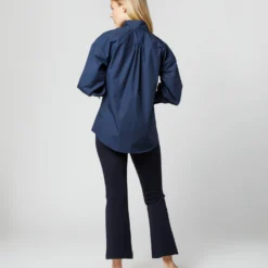 Anaya Popover Shirt In Navy Poplin -Modezzia Sales S38508 241