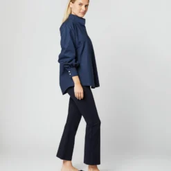 Anaya Popover Shirt In Navy Poplin -Modezzia Sales S38508 244