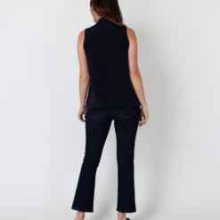 Sleeveless Tie-Neck Blouse In Navy Silk Crepe De Chine -Modezzia Sales S40774 4 10680652 270d 42c7 ab8d 36b49082772f