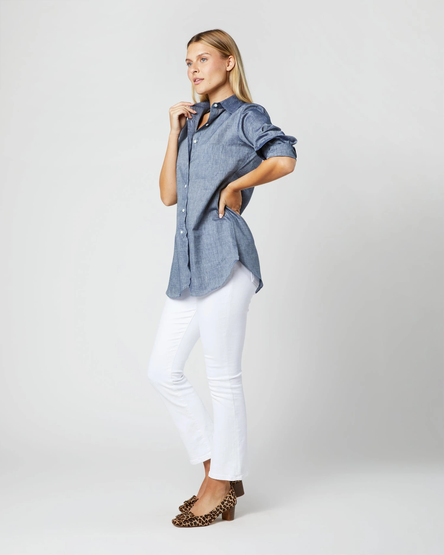 Boyfriend Shirt In Indigo Cotolino Chambray 5 Boyfriend Shirt In Indigo Cotolino Chambray - Image 3
