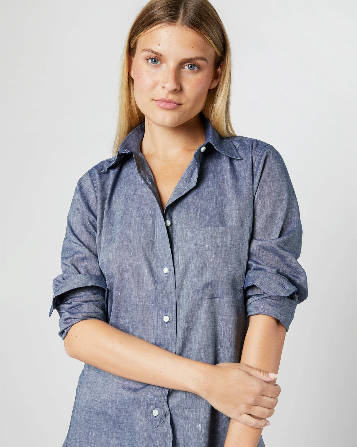 Boyfriend Shirt In Indigo Cotolino Chambray 7 Boyfriend Shirt In Indigo Cotolino Chambray - Image 5