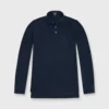 Long-Sleeved Polo In Navy Pima Pique 1 Long-Sleeved Polo In Navy Pima Pique -Modezzia Sales S46128 1