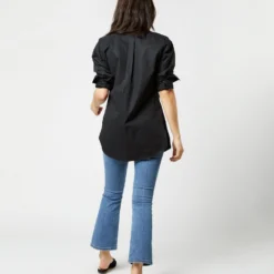 Boyfriend Shirt In Black Poplin -Modezzia Sales S4660 1676