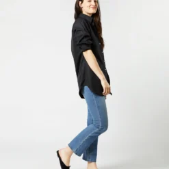 Boyfriend Shirt In Black Poplin -Modezzia Sales S4660 1685