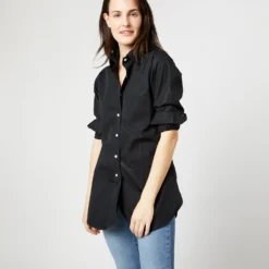 Boyfriend Shirt In Black Poplin -Modezzia Sales S4660 1705