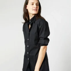 Boyfriend Shirt In Black Poplin -Modezzia Sales S4660 1726