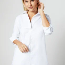 Designer Tunic In White Roxford -Modezzia Sales S4669 336