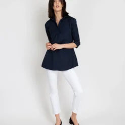 Designer Tunic In Navy Poplin 13 Designer Tunic In Navy Poplin -Modezzia Sales S4672 2