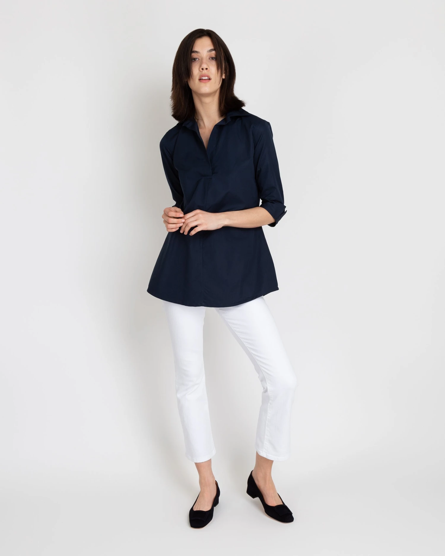 Designer Tunic In Navy Poplin 8 Designer Tunic In Navy Poplin - Image 6