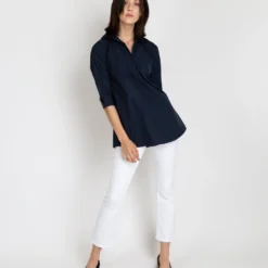 Designer Tunic In Navy Poplin 10 Designer Tunic In Navy Poplin -Modezzia Sales S4672 7