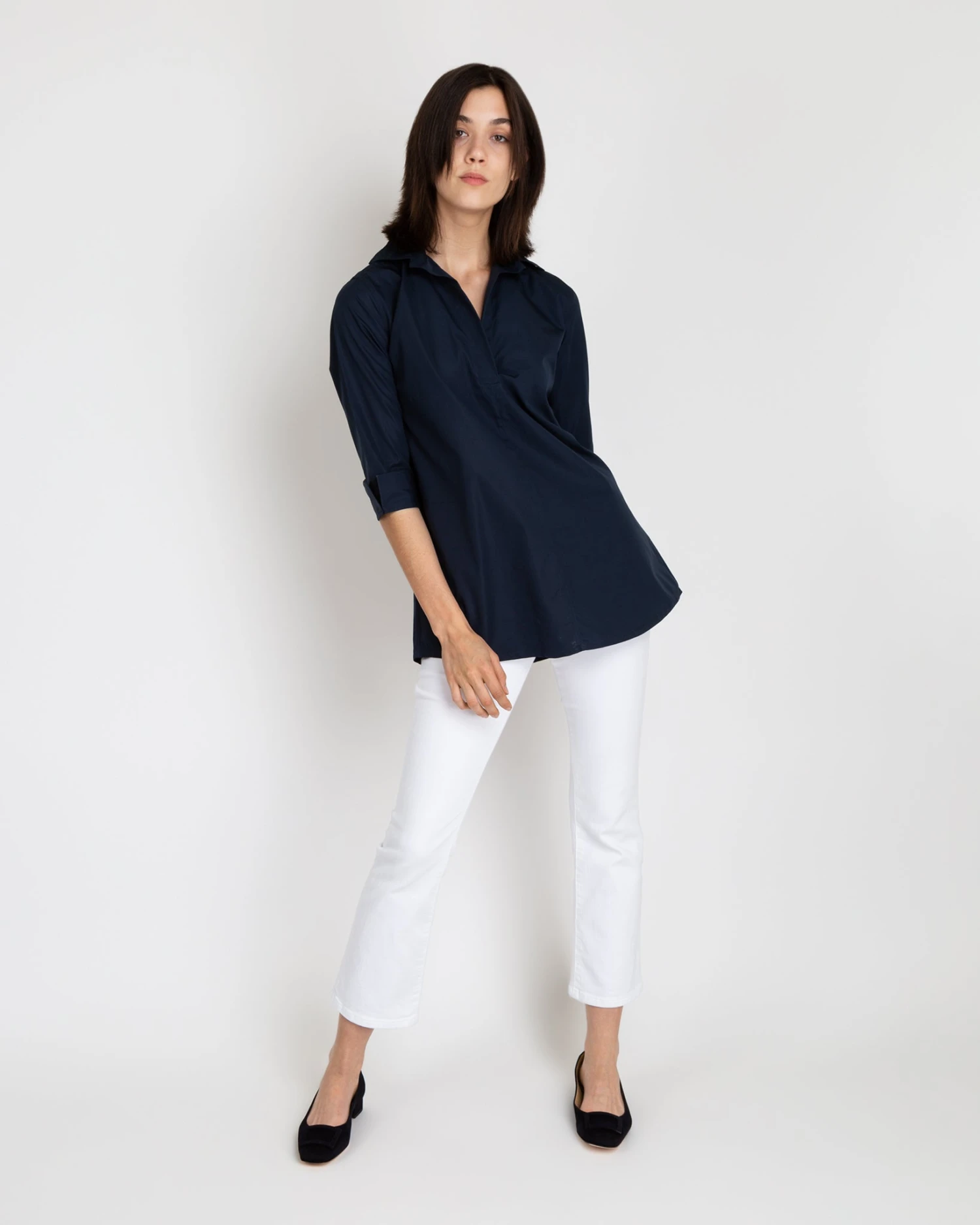 Designer Tunic In Navy Poplin 5 Designer Tunic In Navy Poplin - Image 3