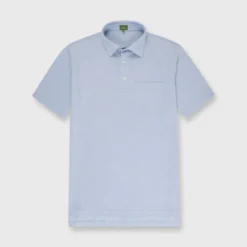 Short-Sleeved Polo In Sky Blue Oxford Pique