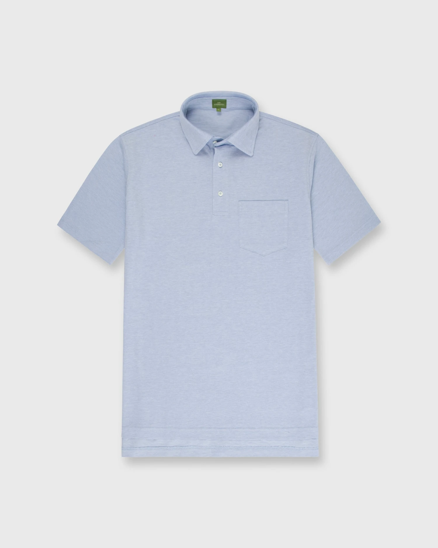 Short-Sleeved Polo In Sky Blue Oxford Pique 3 Short-Sleeved Polo In Sky Blue Oxford Pique