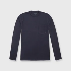 Long-Sleeved Pocket Tee In Navy Heavy Jersey
