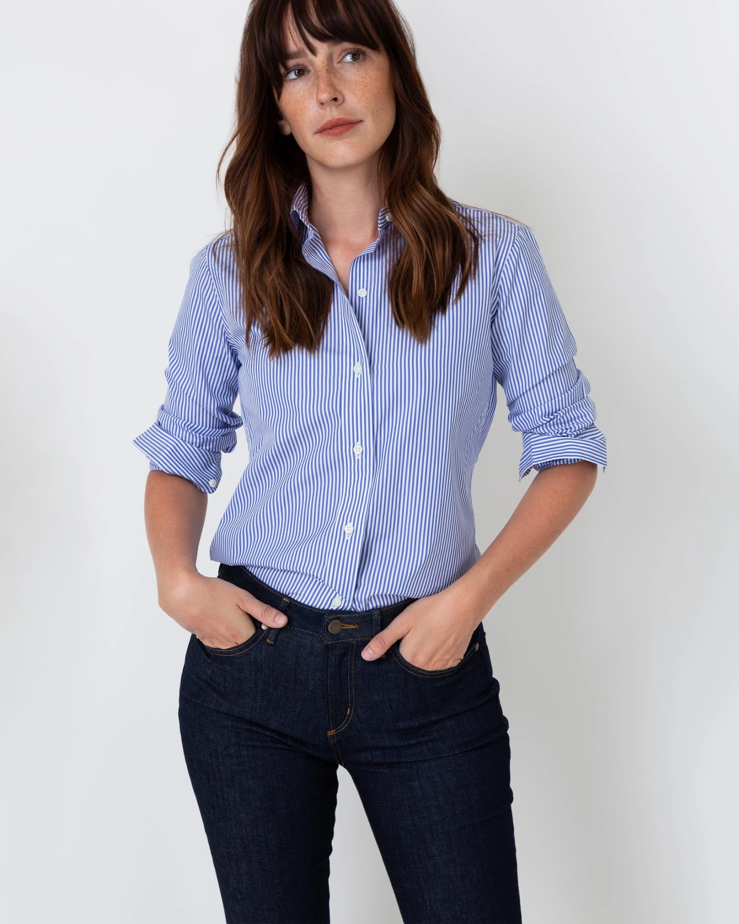 Icon Spread Shirt In Blue Bengal Stripe Poplin 4 Icon Spread Shirt In Blue Bengal Stripe Poplin - Image 2